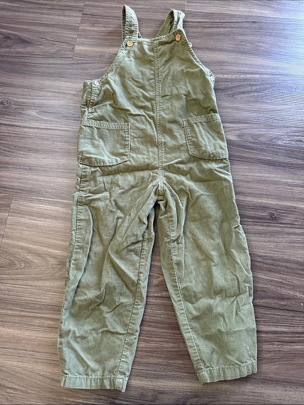 Kids Olive Green Organic Cotton Corduroy Overalls by Little Planet Size 4T